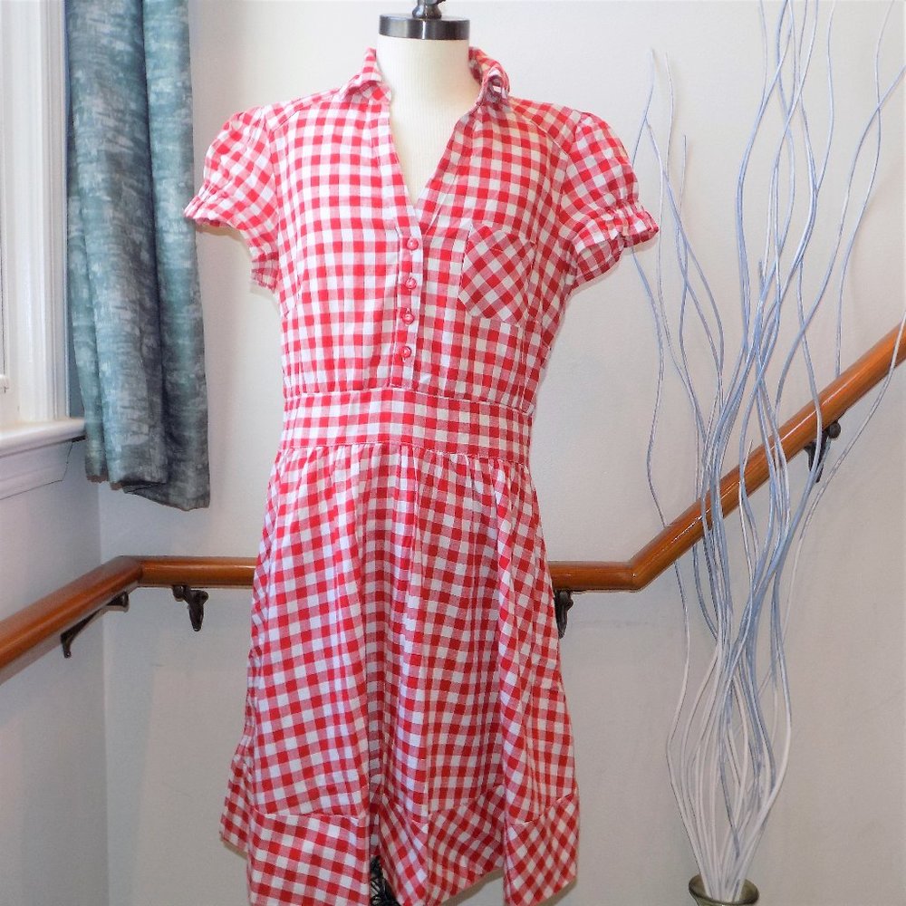 SHE'S COOL Checkered Red & White Dress Size Medium